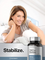 Lithium Orotate 130mg, 180 Capsules 5mg Bioavailable Elemental Lithium, Horbaach