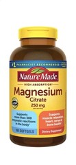 Nature Made Magnesium Citrate 250mg 180 Softgels High Absorption USP Verified