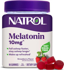 Natrol® Melatonin Gummies, Sleep Support for Adults, Strawberry Flavor, 10mg,