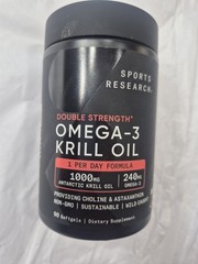 Sports Research Omega-3 Krill Oil 1000mg Double Strength 90 Softgels Exp 09/2028