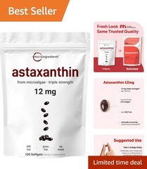 Astaxanthin 12mg Softgels with MCT Oil 120 Count Antioxidant Supplement