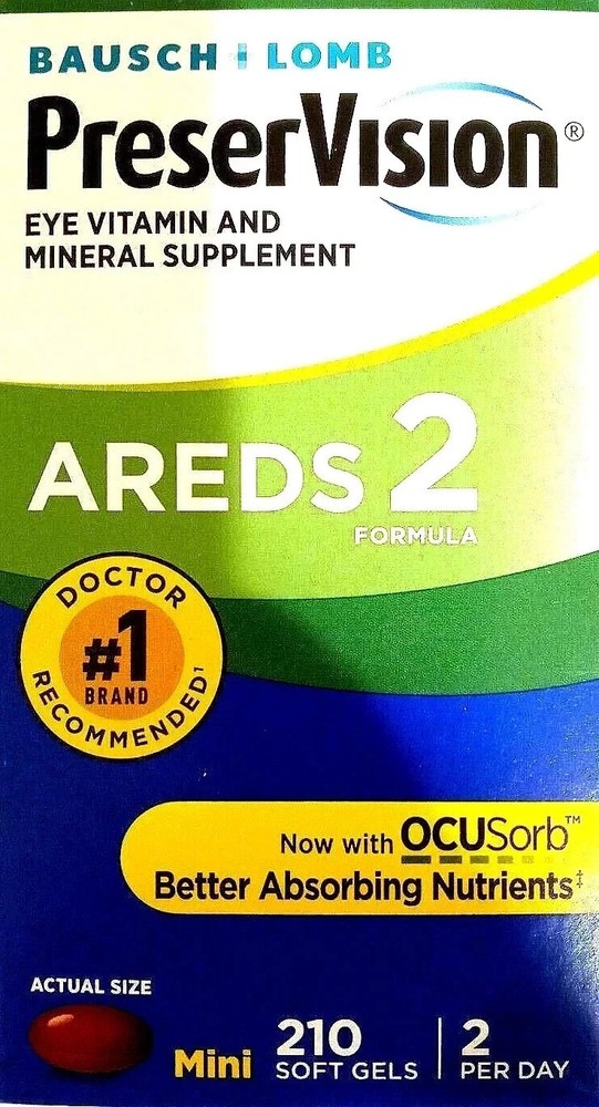 Bausch+Lomb PreserVision AREDS 2 Formula 210 Soft Gels Eye Vits+Mins EXP 08/2026