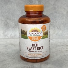 Sundown Naturals Red Y east R ice 1200mg Capsules – 240 Count – 10/2026+