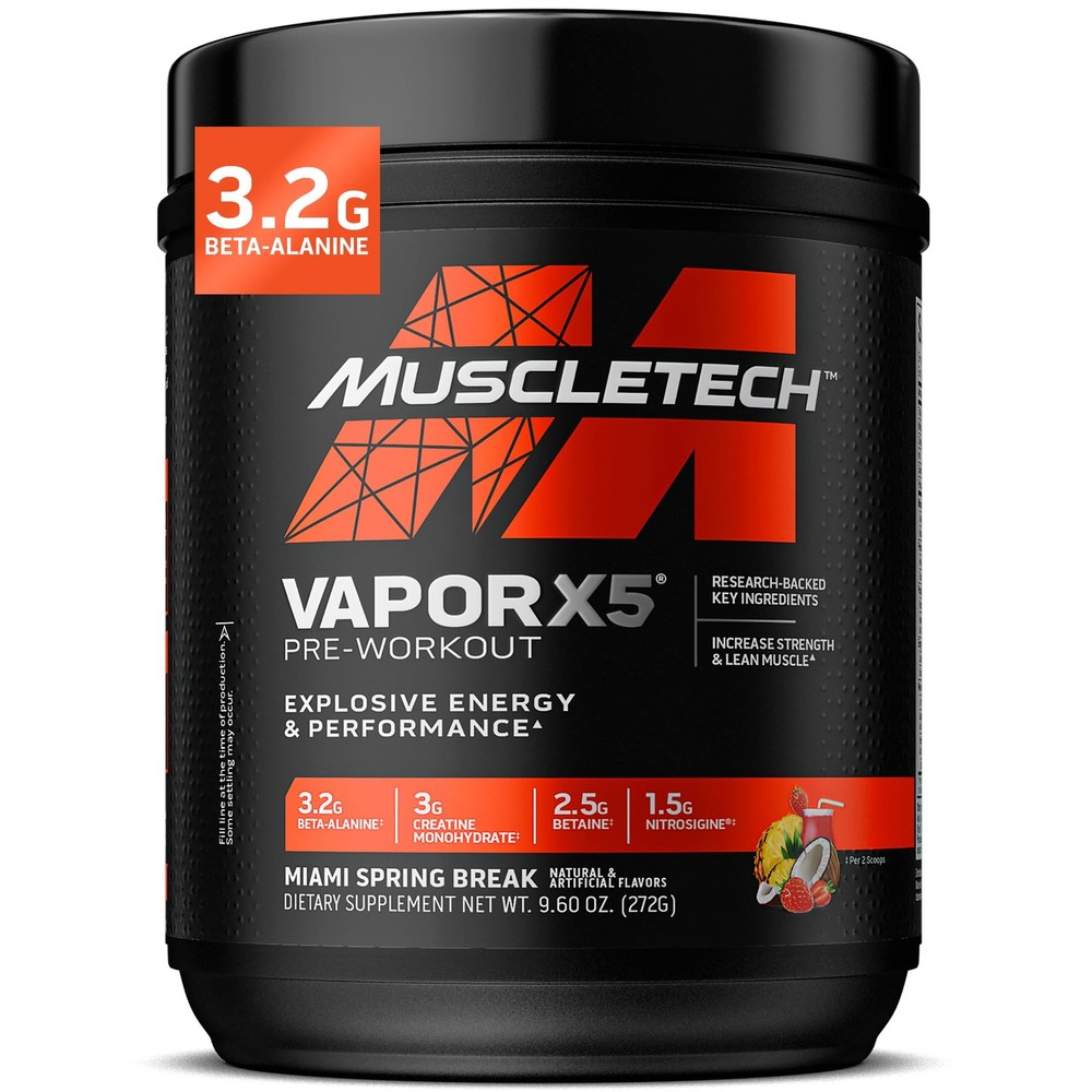MuscleTech Pre-Workout Powder, Vapor X5 – 30 Servings (Pack of 1), No Color