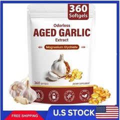 Aged Garlic Extract 360 Softgels, Odorless 2-Year Aged Garlic with Magnesium