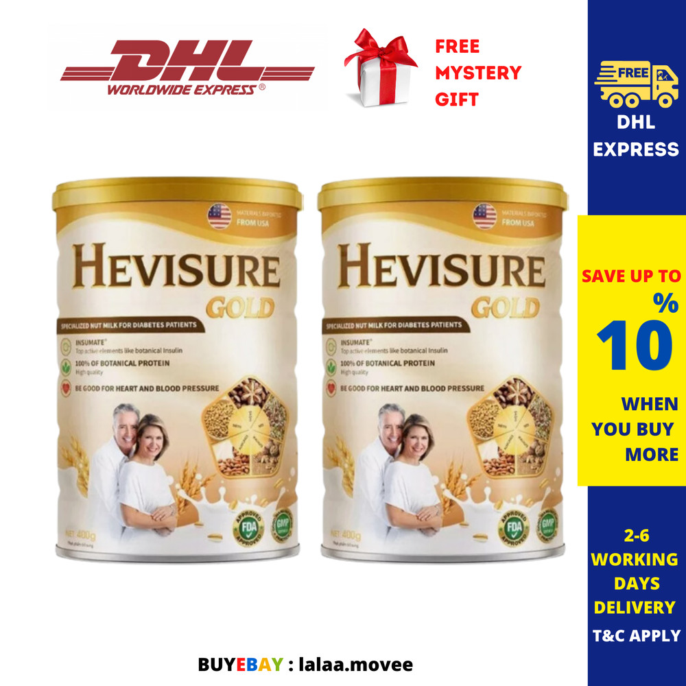 2 Tin Hevisure Gold Diabetic Milk Stabilize Blood Sugar Plant-Based 400g