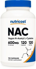Nutricost N-Acetyl L-Cysteine (NAC) 600mg, 120 Vegan Capsules – Non-GMO-