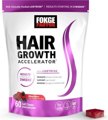 Hair Growth Soft Chews Thicker Stronger Hair 60 Mixed Berry Reduce Wrinkles-