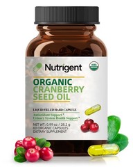 Nutrigent USDA Organic Cranberry Seed Oil 940mg Omega 3-6-9 60 Liquid Capsules