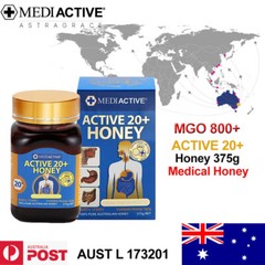 Medicinal Honey(Oral & Topical therapeutic)-Mediactive 20+ Honey 375g MGO 800+