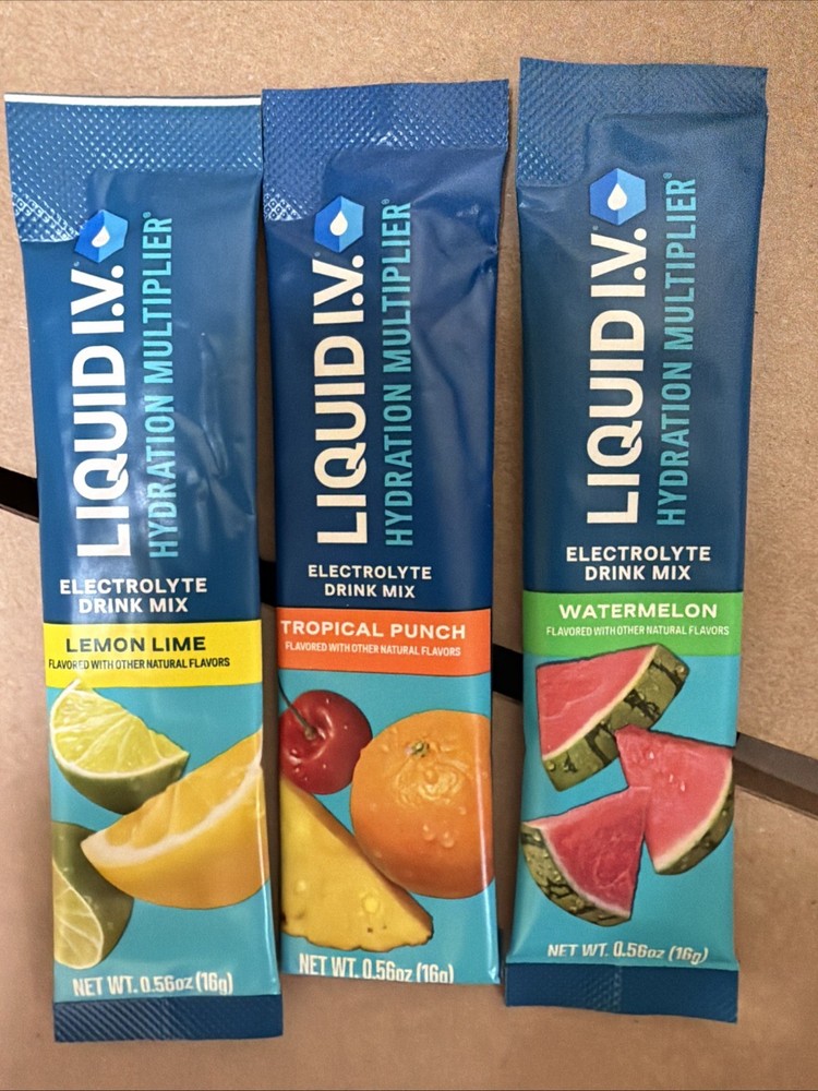 Liquid IV Hydration Multiplier 42 Serving Stick Packs Lemon Tropical Watermelon