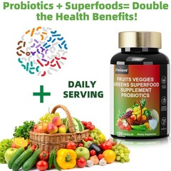 70 Fruits and Veggies Whole Food Supplement with Superfood & 5 Probiotic Strains