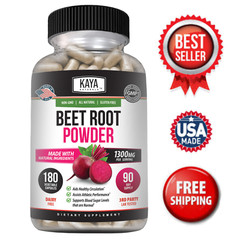 Organic Beet Root Powder 1300mg 180ct Nitric Oxide Booster Superfood Beetroot