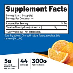 Nutricost Creatine Monohydrate Powder 300 g – Mandarin Orange – EXP 10/2027