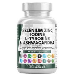 Selenium 300mcg Zinc 50mg Iodine 500mcg L-Tyrosine Ashwagandha 6000mg US