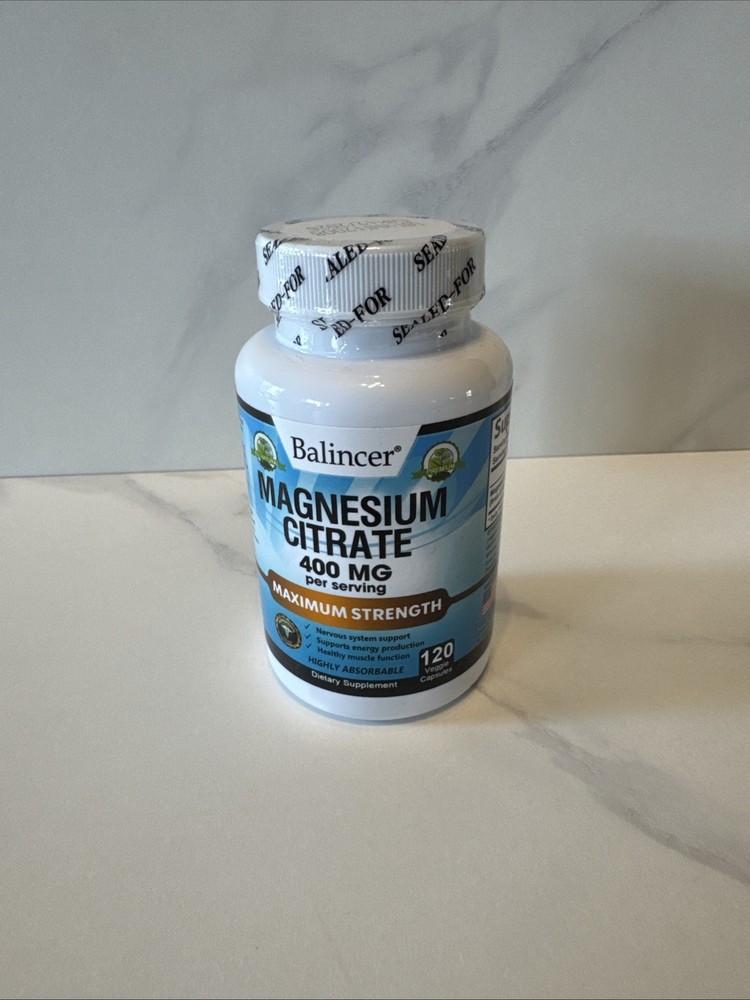Balincer Magnesium Citrate 400mg 120 Veggie Capsules Nervous System Support New