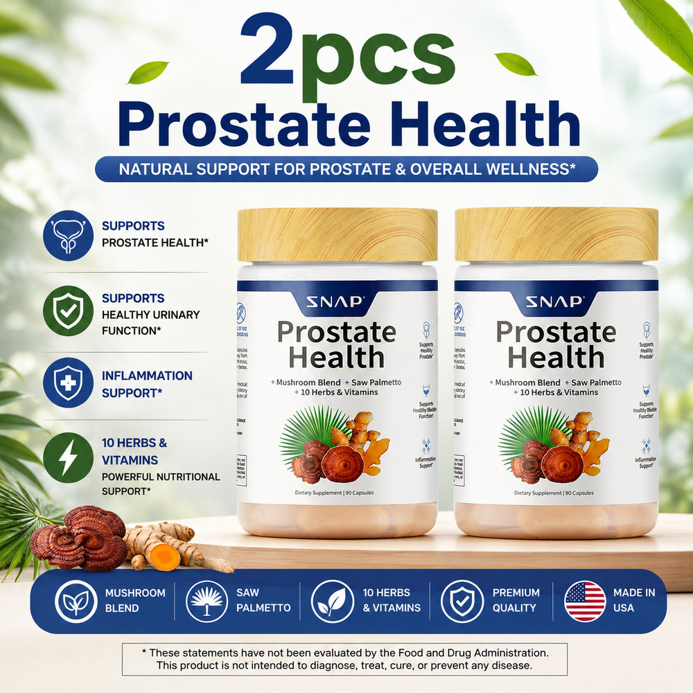 SNAP Prostate Health 90 Capsules | Mushroom + Saw Palmetto + 10 Herbs & Vitamins