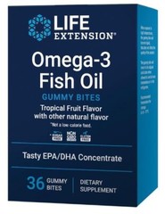 Life Extension Omega 3 Fish Oil EPA DHA Concentrate Tropical 36 Gummy Bites