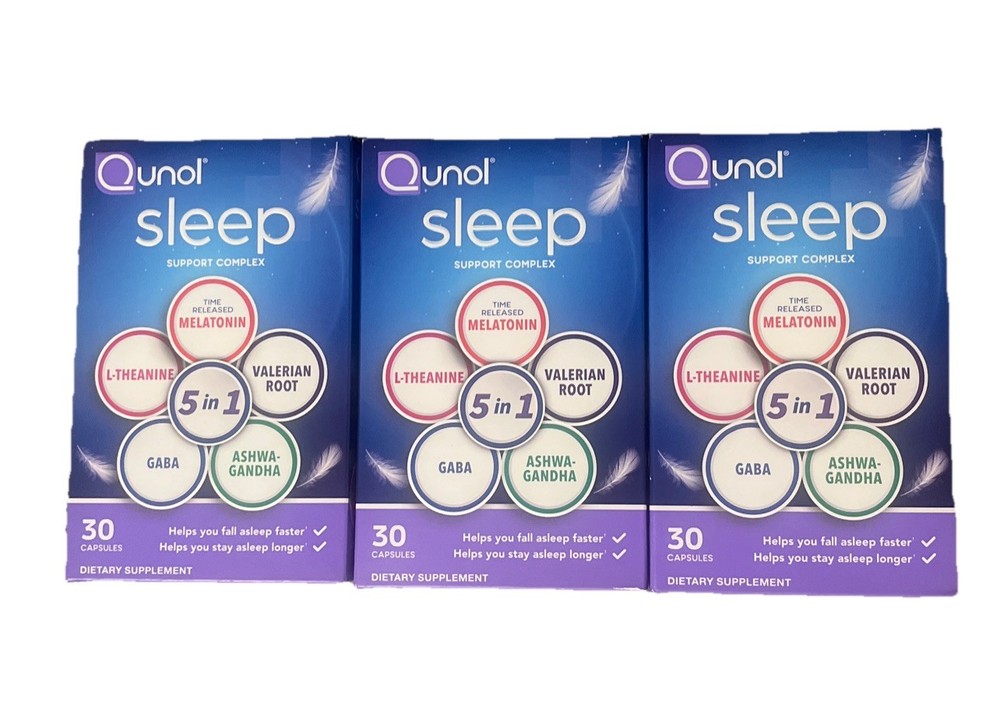 3x Qunol Sleep Support Complex 5:1 Time Release Melatonin 30ct exp 03/26