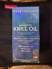 Viva Naturals Krill Oil, Omega 3 with EPA DHA and Astaxanthin 60 Capsules 1250mg