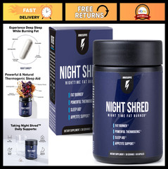 Night Time Fat Burner & Sleep Support – Ashwagandha, 5-HTP, CLA, Melatonin, 60 V