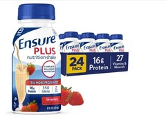 Ensure Plus Strawberry Nutrition Shake 8 fl oz 24 Pack | 16g Protein