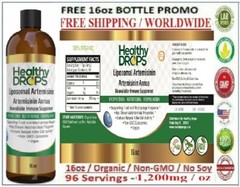 Liposomal Artemisinin ORGANIC 96 Servings 16oz NON-GMO SOY FREE Exp: 12/2026
