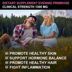 3x Evening Primrose Oil Capsules 1300MG &GLA -Anti-Aging,Whitening 120Caps