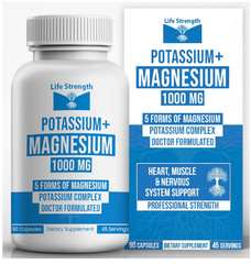 Life Strength, Potassium Magnesium Supplement 1000mg – 90 Count (Pack of 1)