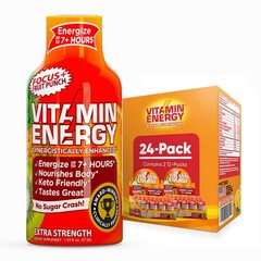 Vitamin Energy Focus+ Extra Strength Energy Shot Fruit Punch 24 Pack,260mg Natur