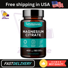 Magnesium Citrate 400mg 180 Veg Capsules Supplement for Nervous System & Enzyme