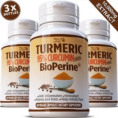 3 PACK Turmeric 95% Curcumin Joint Pain Support Supplement Pills 180 Capsules