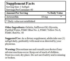 Astaxanthin 10MG Powerful Cartenoid Antioxidant (60 Softgels) 2 Months Supply