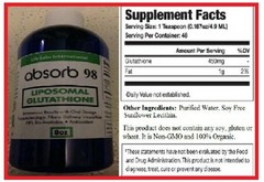 ABSORB 98 LIPOSOMAL GLUTATHIONE “48 SERVINGS” 100% ORGANIC SOY FREE GMO 21 grams