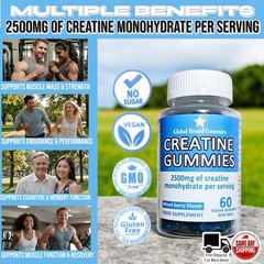 CREATINE GUMMIES 2500MG Creatine Monohydrate Per Serving Mixed Berry 60 Ct