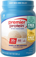 Premier Protein Powder Vanilla Milkshake 30g Whey Keto Gluten Free 23.3oz 17 Srv