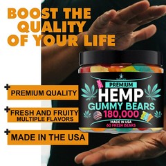 Natural Gummies Bear-Stress, Sleep, Calm, Pain, Muscle, Relax, Anxiety-USA Made