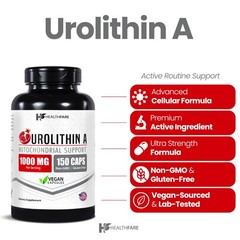 HealthFare Urolithin A | 150 Vegan Capsules | Non-GMO, Gluten-Free | Made in USA