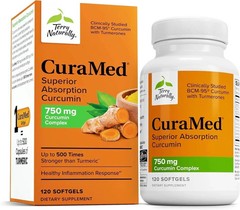 NEW Terry Naturally CuraMed Curcumin Softgels 120 Count Turmeric Supplement USA