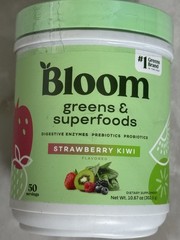 ***50 Servings**10.67oz*** BLOOM greens superfoods Probiotics strawberry kiwi