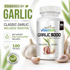 5000mg Garlic Oil 100 Rapid Release Softgels Capsules 5000 Extract organic caps