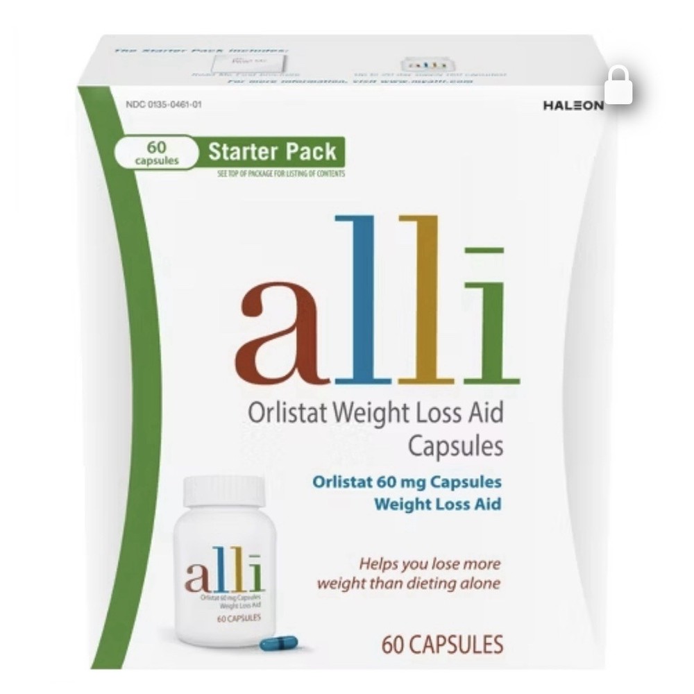 Alli Orlistat Weight Loss Supplement Caps 60mg Starter Pack 60 Capsules-Exp 2027
