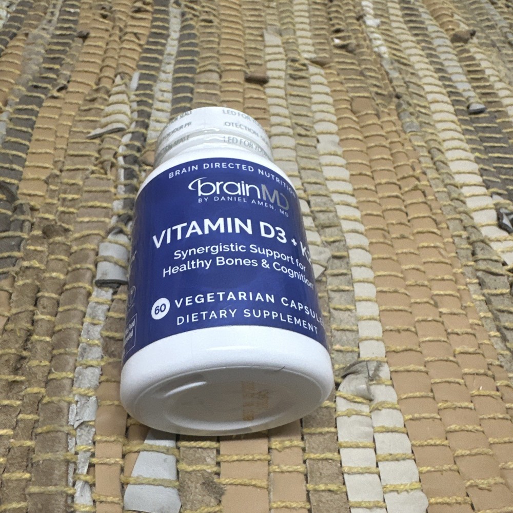 2 Bottles BrainMD, Vitamin D3 + K2, 60 Vegetarian Capsules Expiration Date 05/27