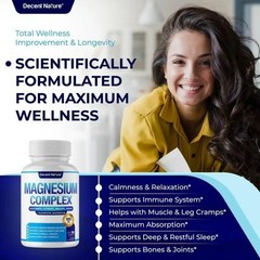 2 BOTTLES—Decent Nature Magnesium Complex1000mg-7Elemental Magnesium Capsules