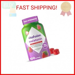 vitafusion Max Strength 10 mg Melatonin Gummies, Strawberry Flavored, Adult Mela