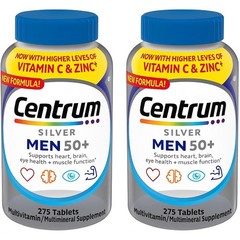 Centrum Silver Men 50+Multivitamin 275 Tablets Energy & Heart Support Pack of 2