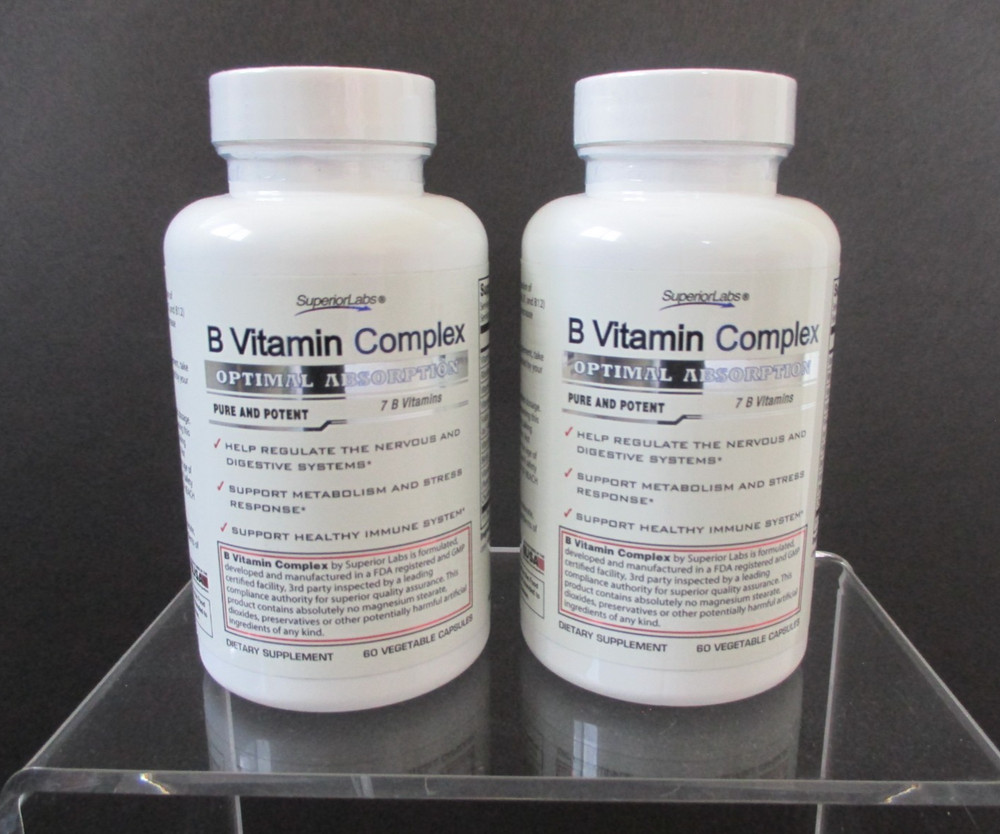 *2* B-COMPLEX Vitamins 120 Veggie Caps Superior Labs (Lot of 2) Exp 04/2025