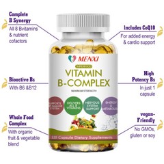 MENXI Vitamin B Complex Capsules B1,B2,B3,B5,B6,B7,B9,B12, Immune Support Pills