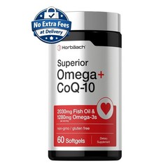 Omega + CoQ-10 | 2030mg Aceite de Pescado y 1280mg Omega-3 | 60 Cápsulas Blandas