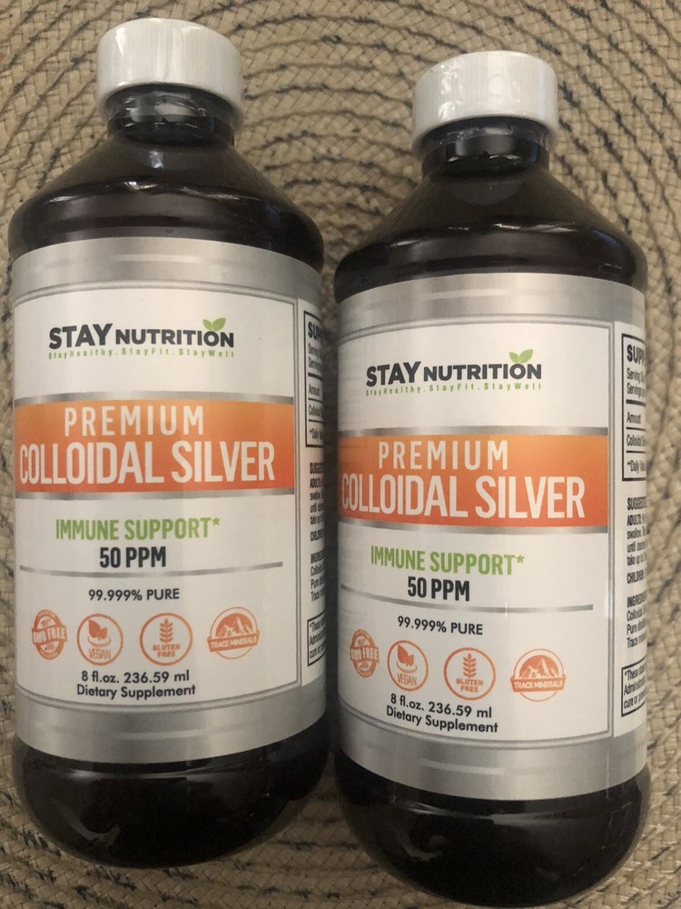 STAY NUTRITION /Premium Colloidal Silver/ Immune Support / 50 PPM /8 Fl. Oz./2pk